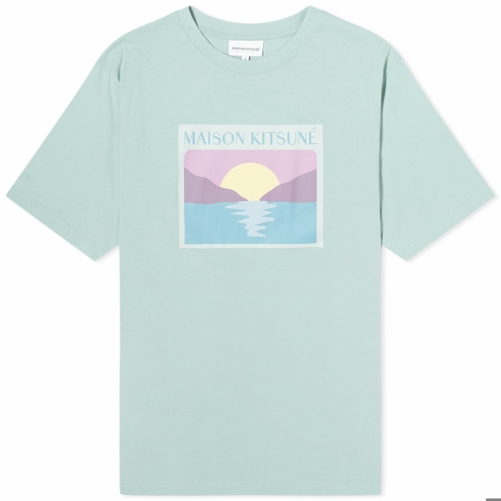 Photo: Maison Kitsuné Men's Sunset Postcard Comfort T-Shirt in Seafoam