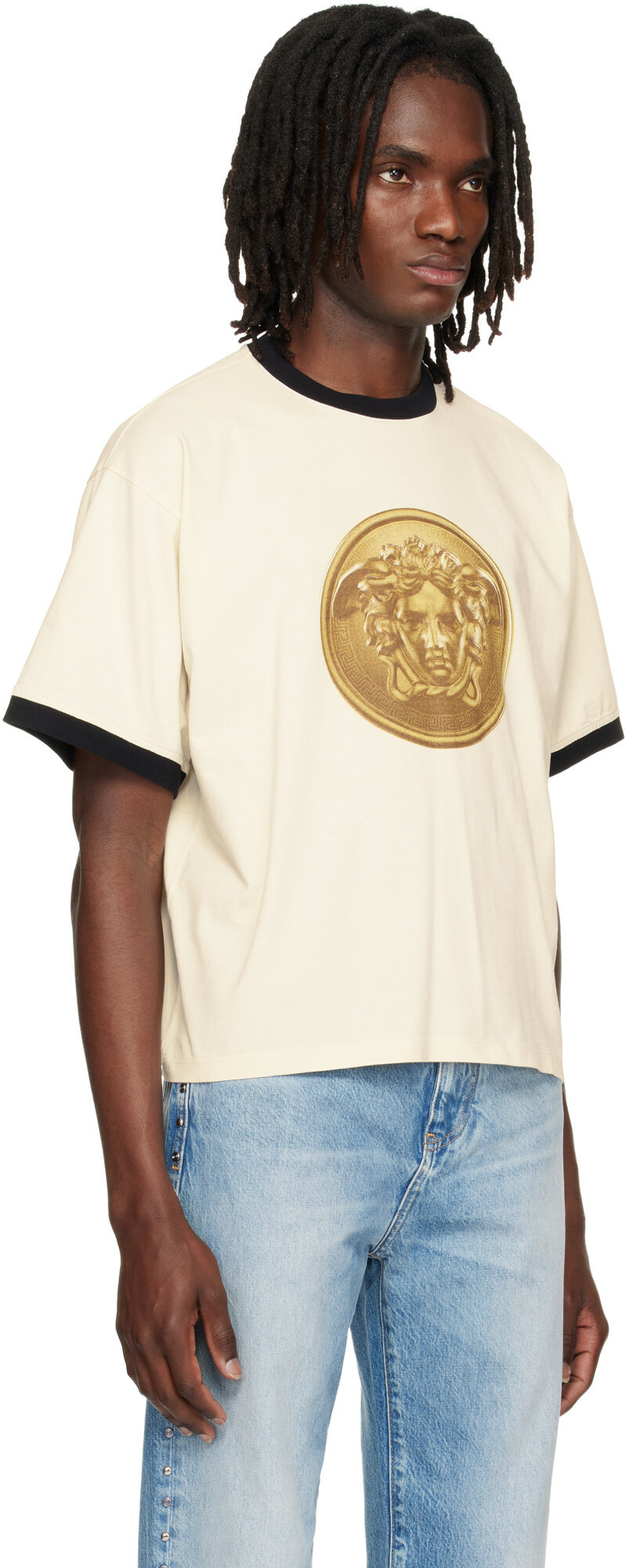 Versace White Printed Cotton-Jersey Regular T-shirt