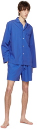 Tekla Blue Buttoned Pyjama Shirt