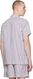 Tekla White Striped Pyjama Shirt