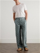 Officine Générale - Nash Straight-Leg Belted Printed Silk Trousers - Gray