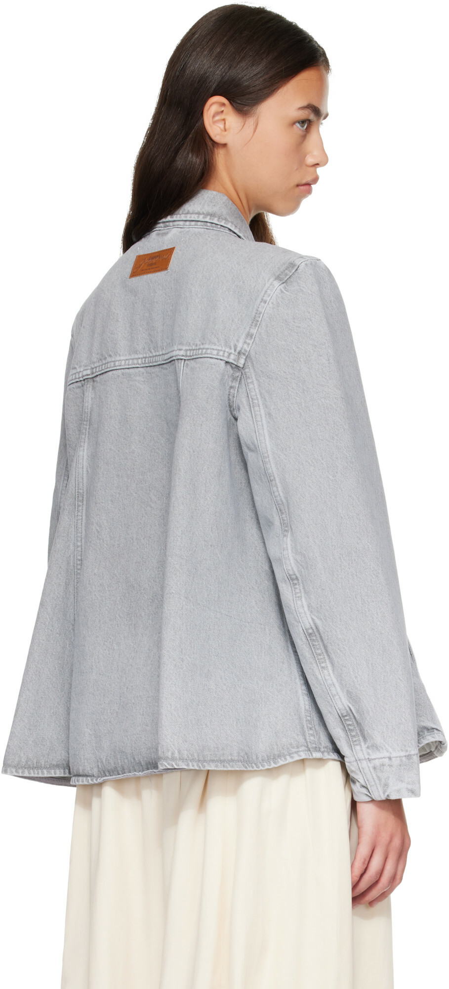 GANNI Gray Rigid Denim A-Line Overshirt