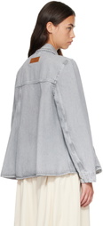 GANNI Gray Rigid Denim A-Line Overshirt