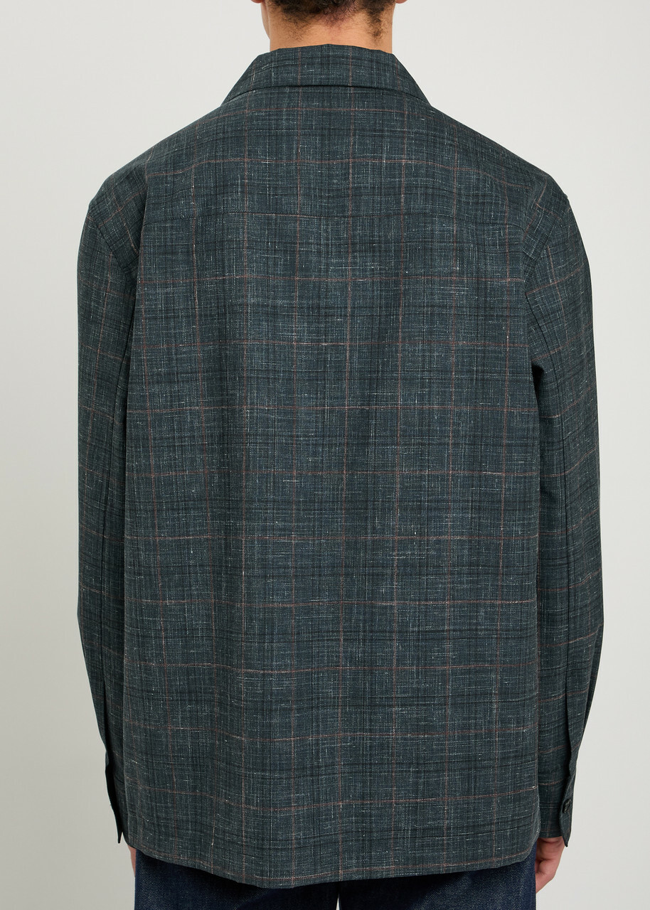 Jil Sander Checked Wool-blend Shirt Grey