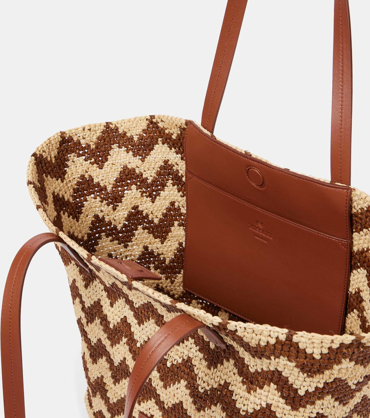 Missoni Zigzag Large leather-trimmed raffia tote bag Missoni