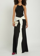 The New Arrivals Ilkyaz Ozel Euphorie Colour-block Ruched Stretch-jersey Maxi Dress Black And White