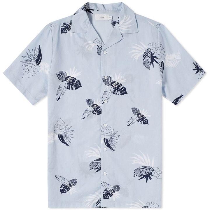 Photo: Onia Short Sleeve Linear Palms Vacation Shirt Blue