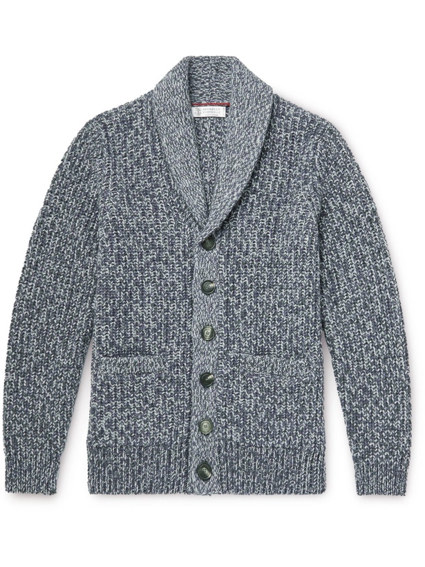 Photo: BRUNELLO CUCINELLI - Mélange Wool, Cashmere and Silk-Blend Cardigan - Gray