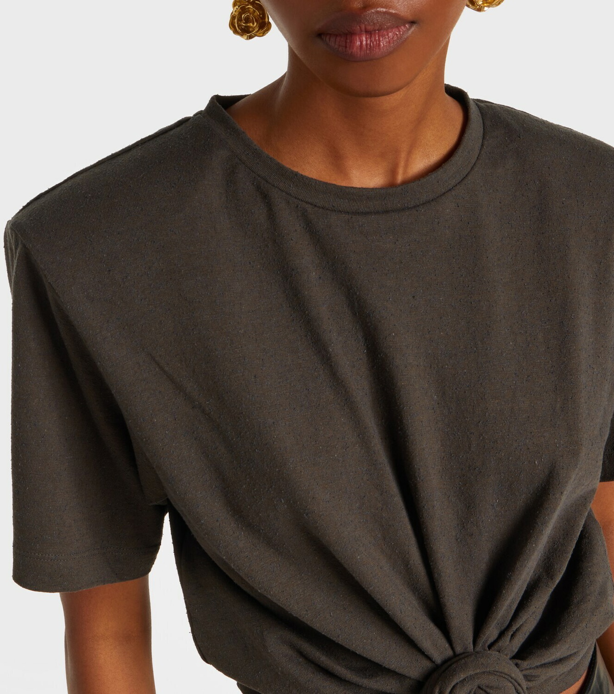 Magda Butrym Gathered cotton and silk T-shirt