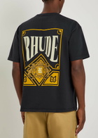 Rhude Playing Card Printed Cotton T-shirt Black
