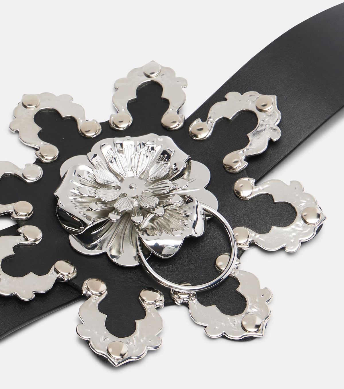 Blumarine Floral leather belt