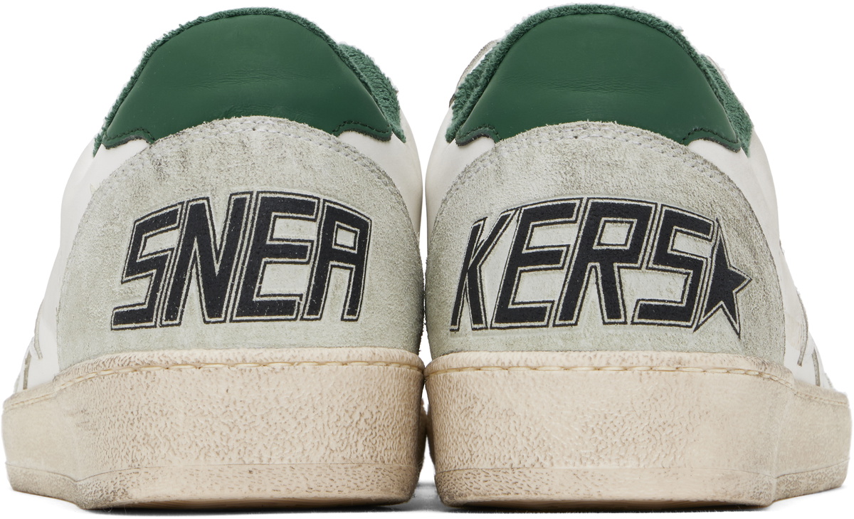 Golden Goose White & Green Ball Star Sneakers