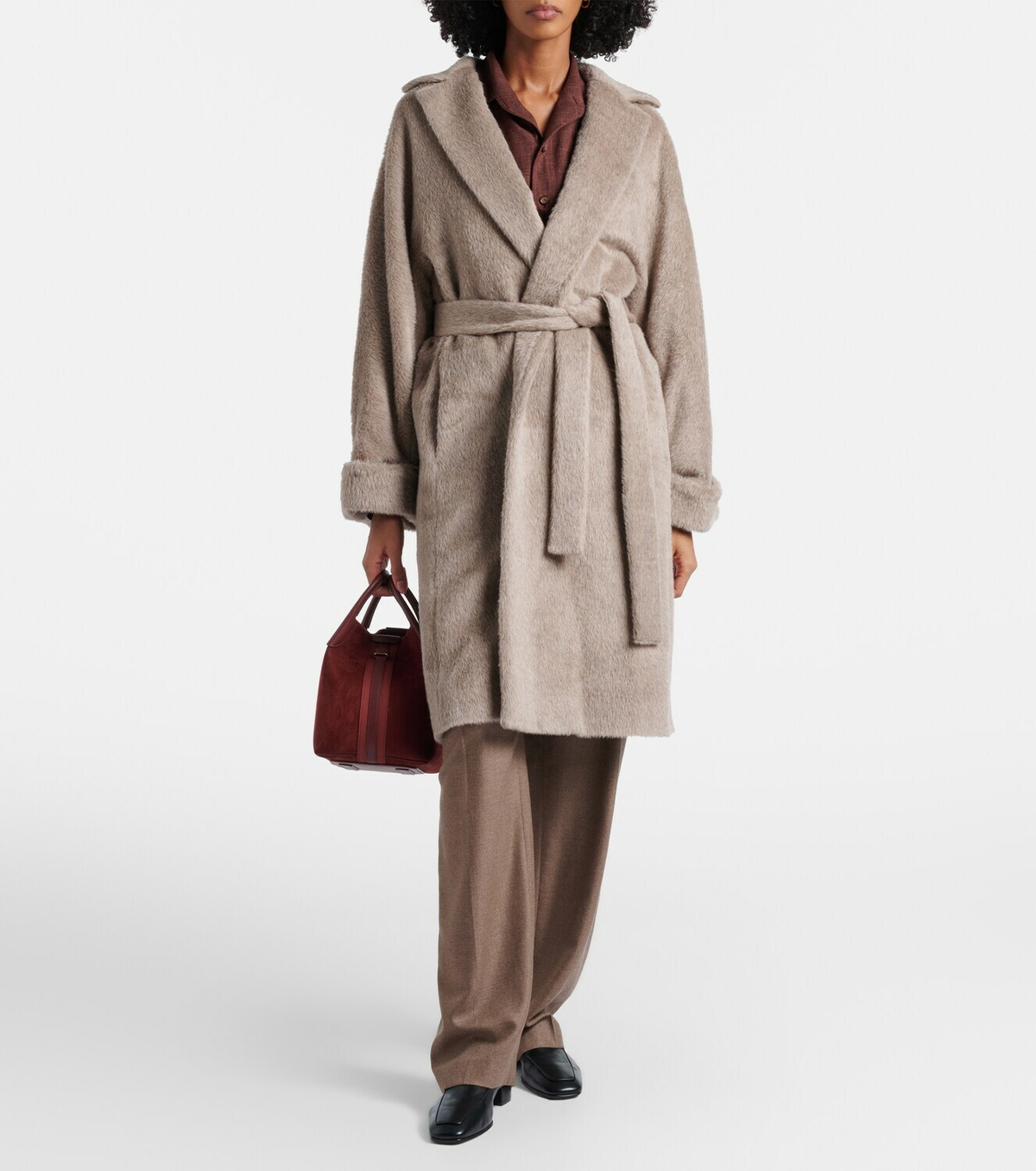 Loro Piana Maria alpaca and wool wrap coat