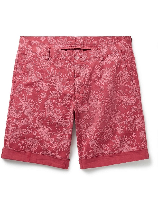 Photo: Etro - Straight-Leg Paisley-Print Cotton-Blend Twill Shorts - Red