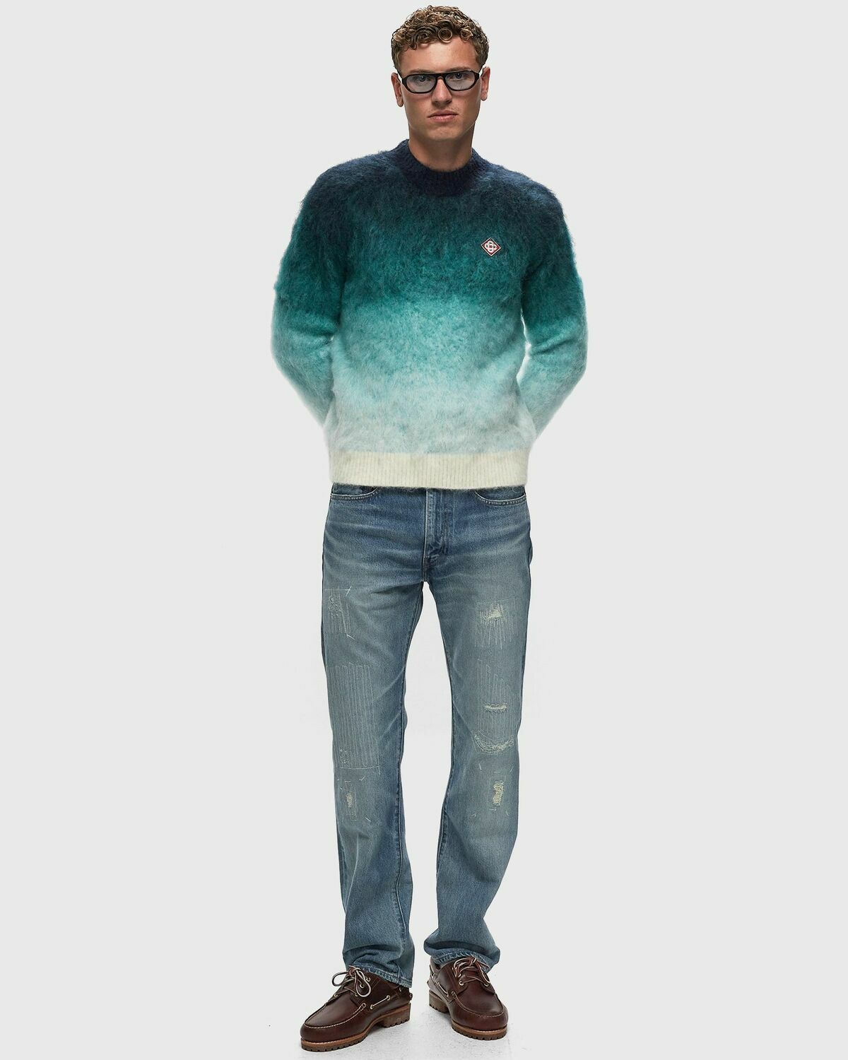 Casablanca Gradient Mohair Crew Green Pullovers Casablanca