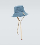 Loewe Logo distressed denim bucket hat