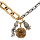 Alexander McQueen Silver and Gold Long Chain Charms Necklace