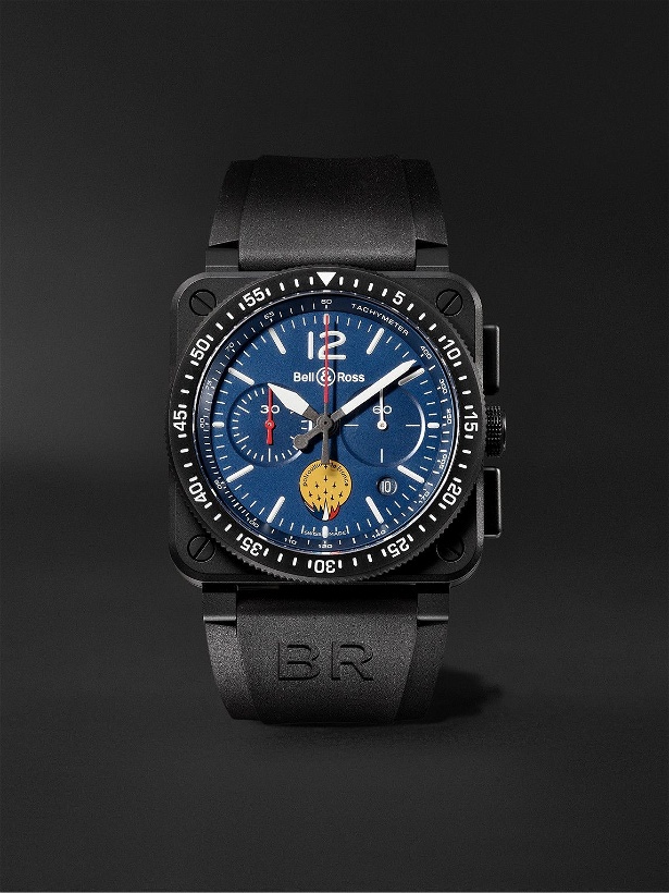 Photo: Bell & Ross - BR 03-94 PA94 Patrouille de France Limited Edition Chronograph Ceramic and Rubber Watch, Ref. No. BR0394-PAF1-CE/SRB