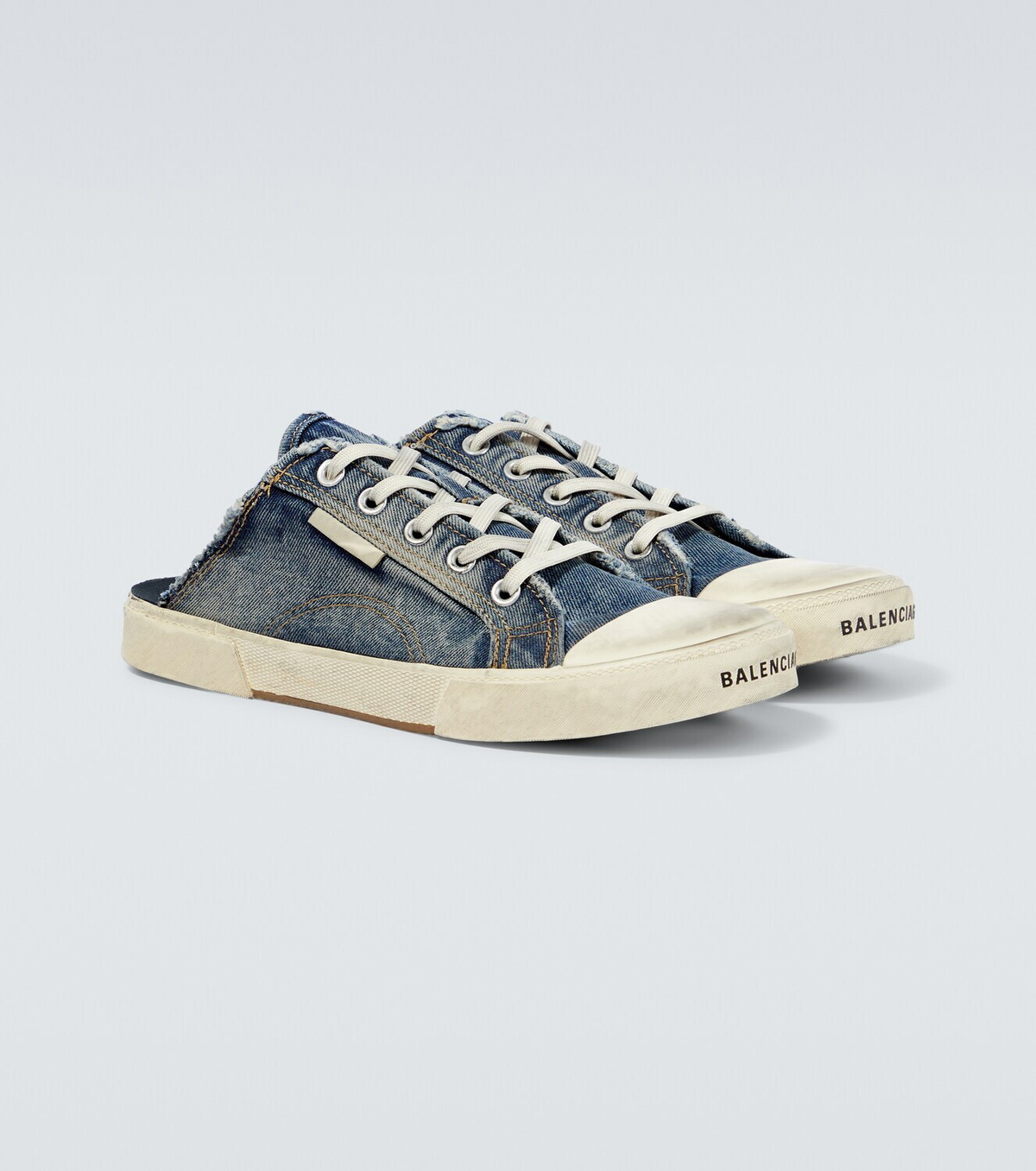 BALENCIAGA 25S SLIPPERS IN BLUE FAUX SHEARLING