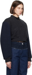 Givenchy Navy & Gray Cropped Varsity Bomber Jacket