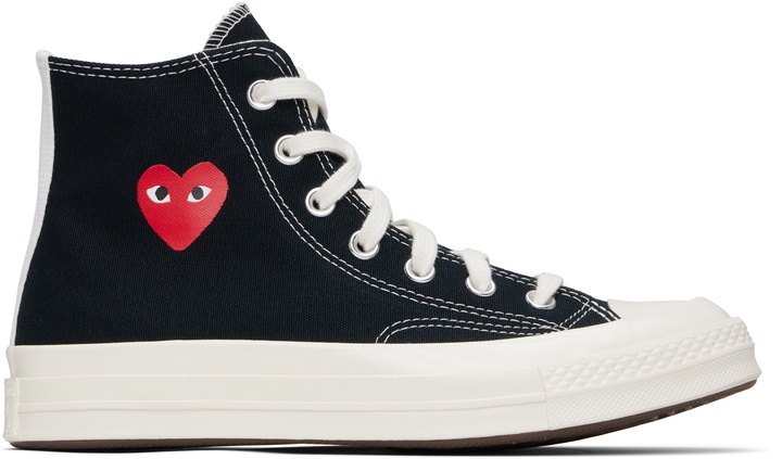 Photo: COMME des GARÇONS PLAY Black Converse Edition Chuck 70 OG Single Heart Sneakers