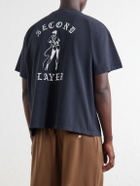 SECOND / LAYER - Printed Cotton-Jersey T-Shirt - Blue
