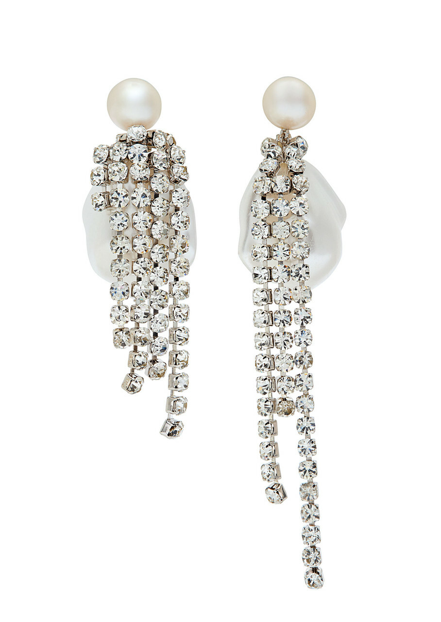 Completedworks Embellished Pearl and Rhodium-plated Drop Earrings - One Size