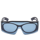 Alexander McQueen Men's Bio Injection Sunglasses in Black/Black/Blue 