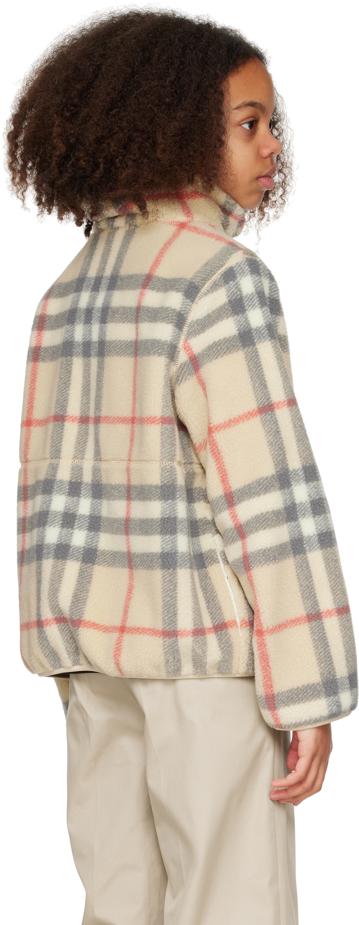 Burberry Kids Beige Check Fleece Jacket