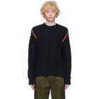 Loewe Navy Wool and Cashmere Cable Knit Sweater