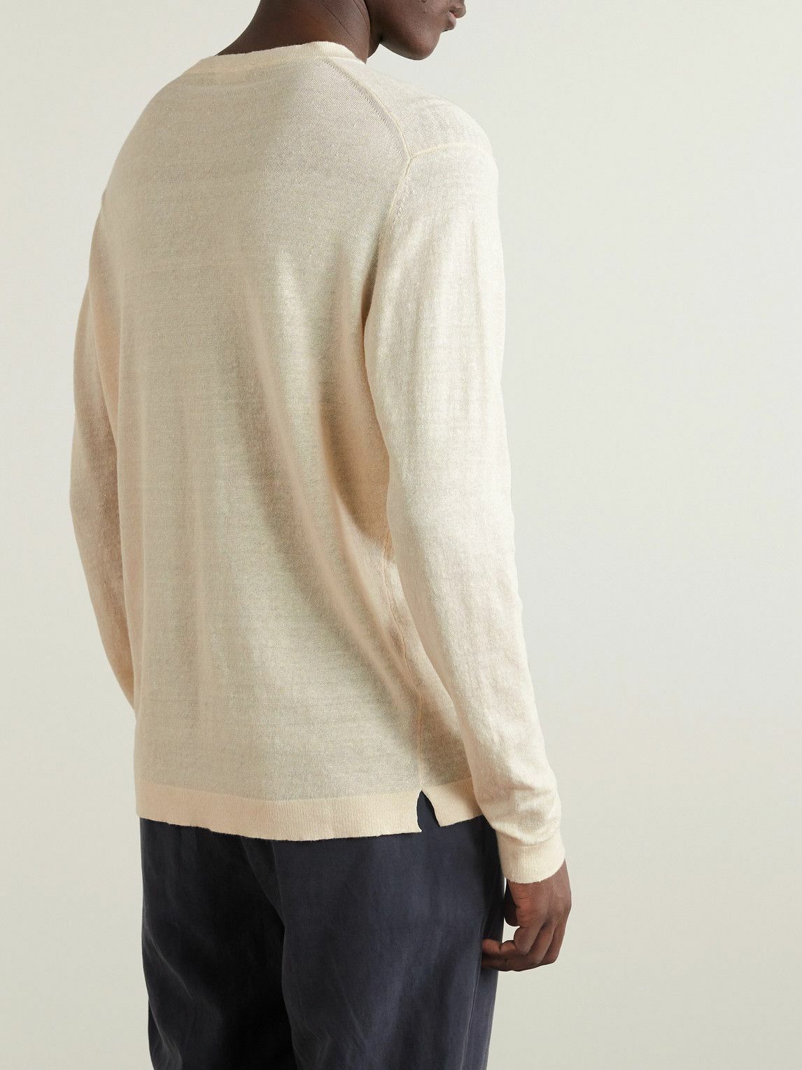 Thom Sweeney - Linen and Cotton-Blend Henley T-Shirt - Neutrals Thom ...