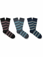 Missoni - Three-Pack Crochet-Knit Stretch Cotton-Blend Socks - Multi