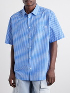 LOEWE - Paula's Ibiza Logo-Embroidered Checked Cotton-Poplin Shirt - Blue
