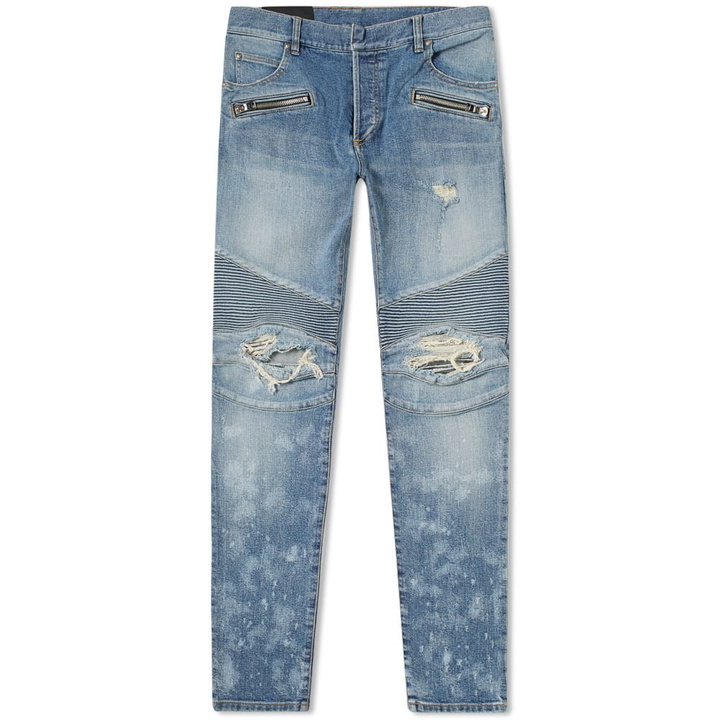 Photo: Balmain Slim Biker Distressed Jean