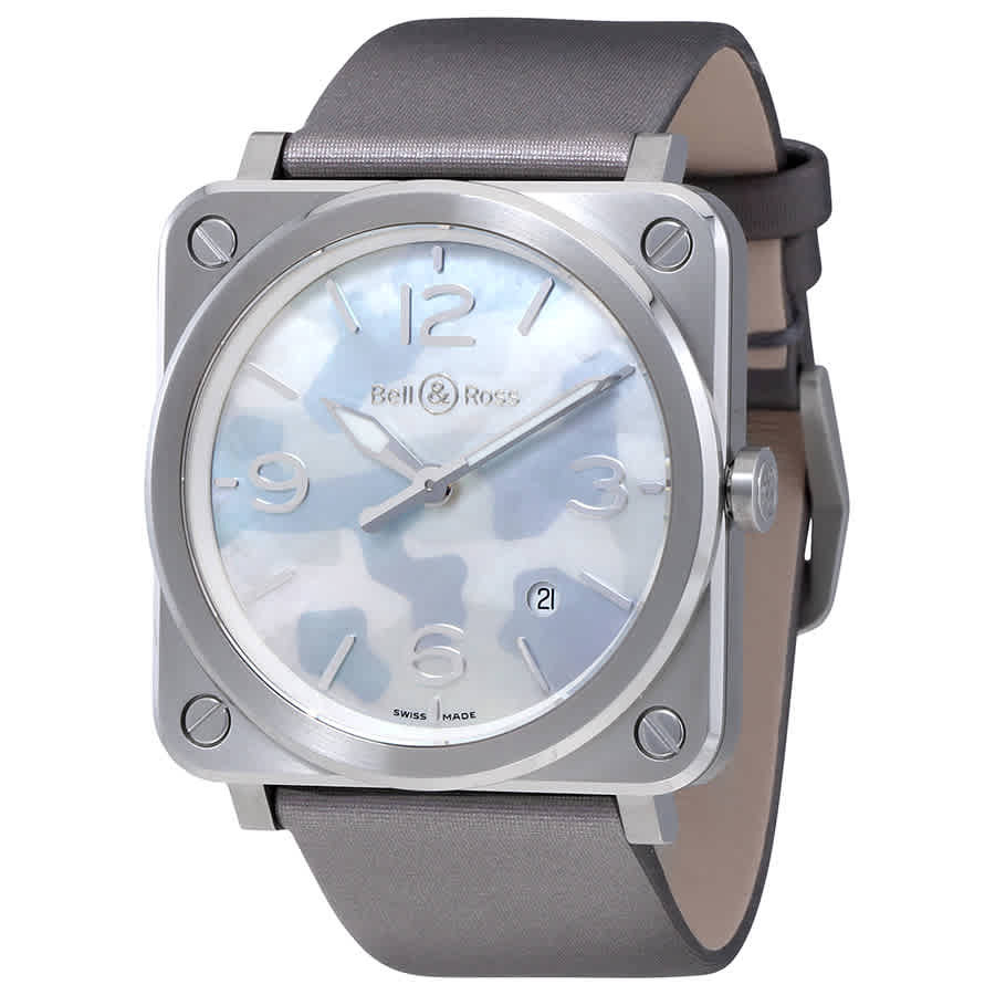 Bell and Ross Aviation Grey Camouflage Mother of Pearl Dial Ladies Watch BRS-CAMO-ST