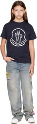Moncler Enfant Big Kids Navy Printed Logo Cotton T-shirt