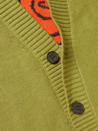 MCQ - Grow Up Logo-Appliquéd Intarsia Cotton Cardigan - Green