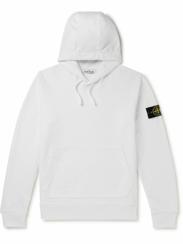 Photo: Stone Island - Logo-Appliquéd Cotton-Jersey Hoodie - White