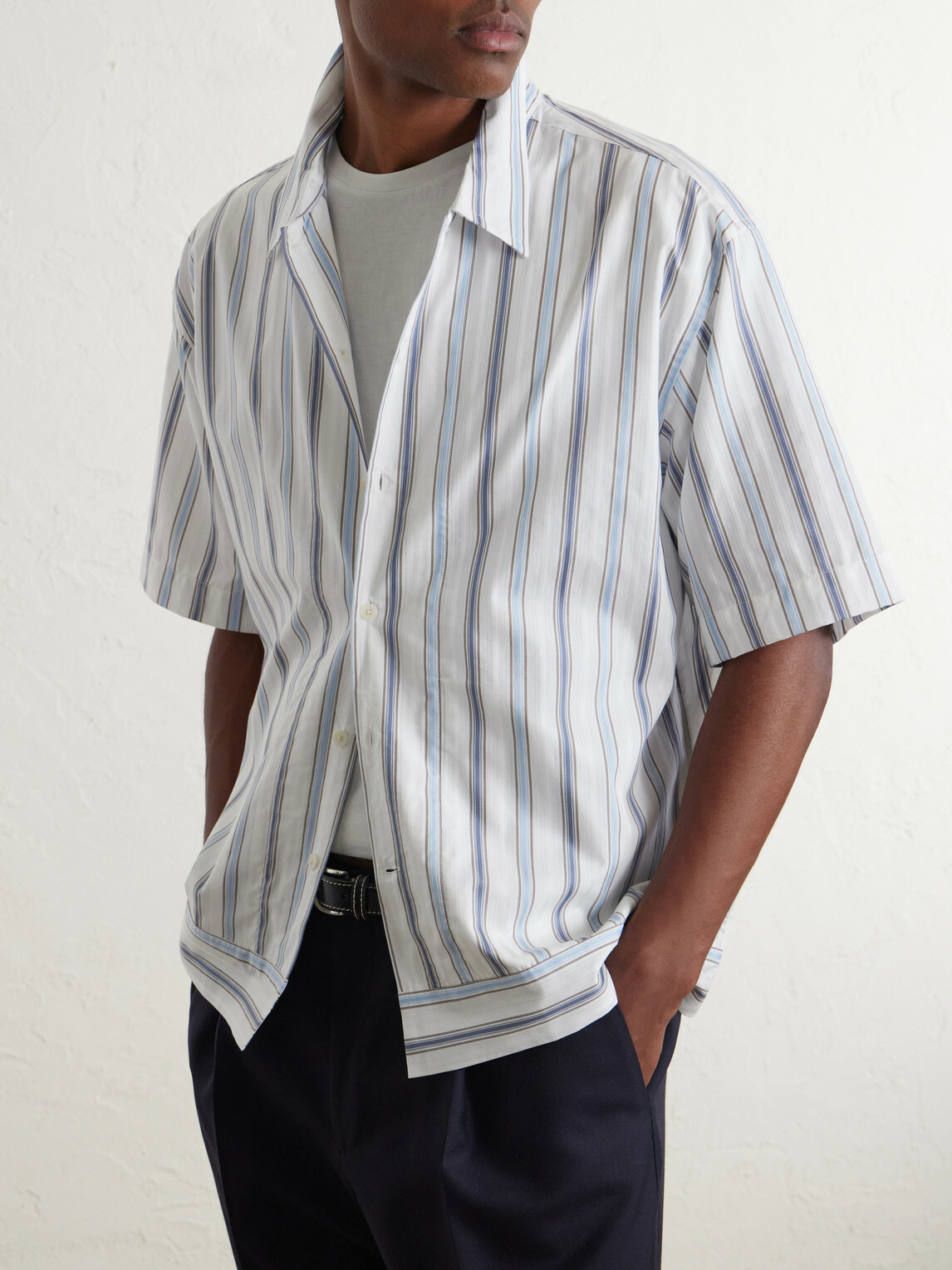 NN07 - Striped Cotton-Poplin Shirt - Blue