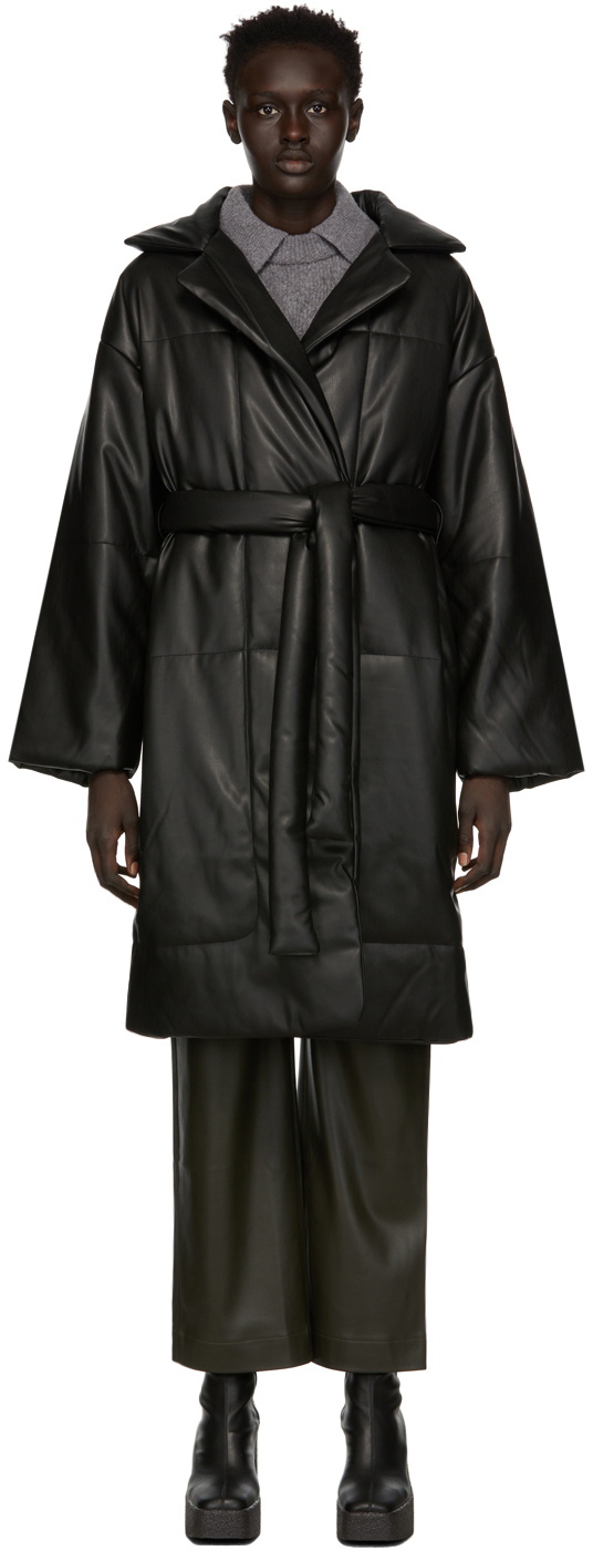 Proenza Schouler Black Faux Leather Padded Puffer Coat Proenza