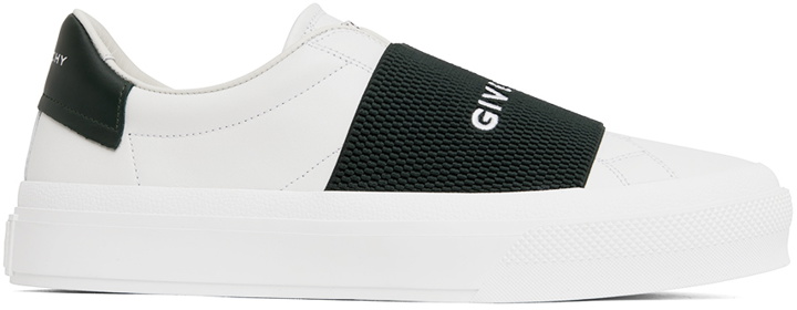Photo: Givenchy White & Green City Sport Webbing Sneakers