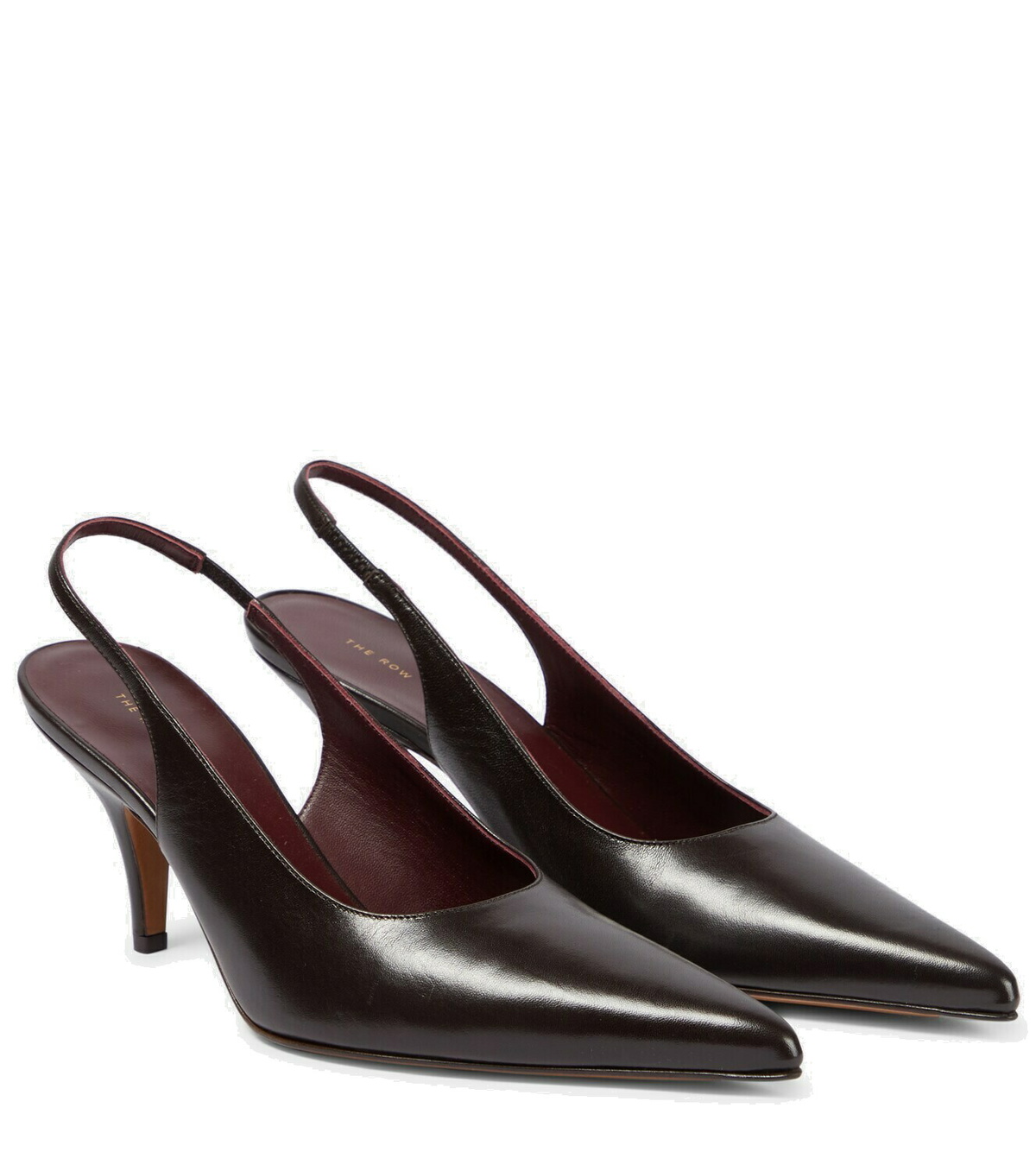 靴 THE ROW SQUARE TOE PUMP THE ROW Square Toe Flat Pump Leather Flats in Camel Size 37