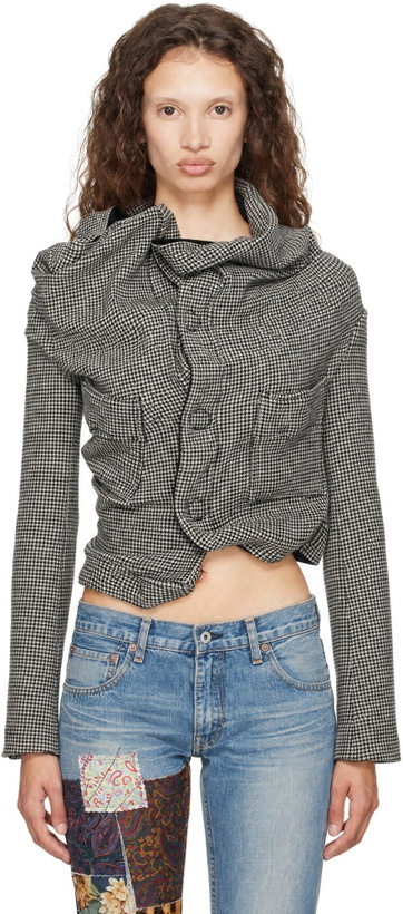 Photo: Junya Watanabe Black & White Wool Nylon Glen Check Jacket