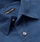 TOM FORD - Slim-Fit Cotton and Lyocell-Blend Chambray Shirt - Blue
