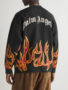 Palm Angels - Printed Distressed Cotton-Jersey Sweatshirt - Black