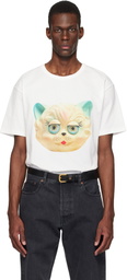 Valentino White Cotton 'Le Chat De La Maison' Print T-shirt