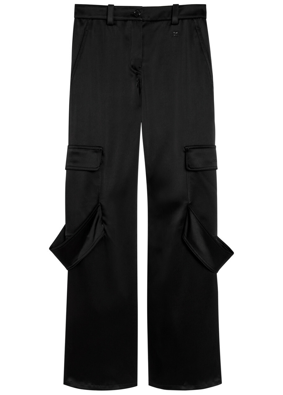 Courrèges Utility Chaps Satin Trousers Black