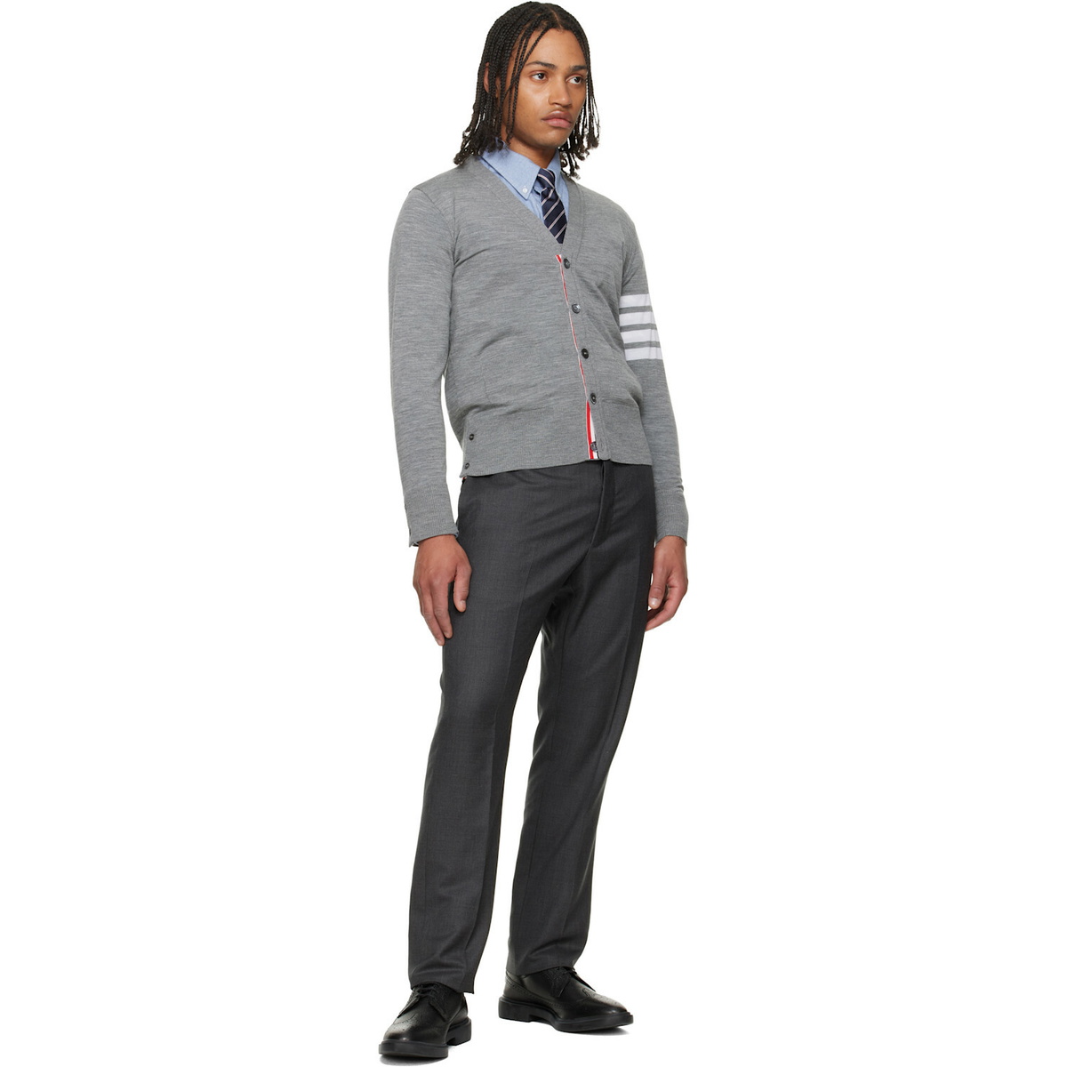Thom Browne Gray Merino Wool 4-Bar Classic Cardigan