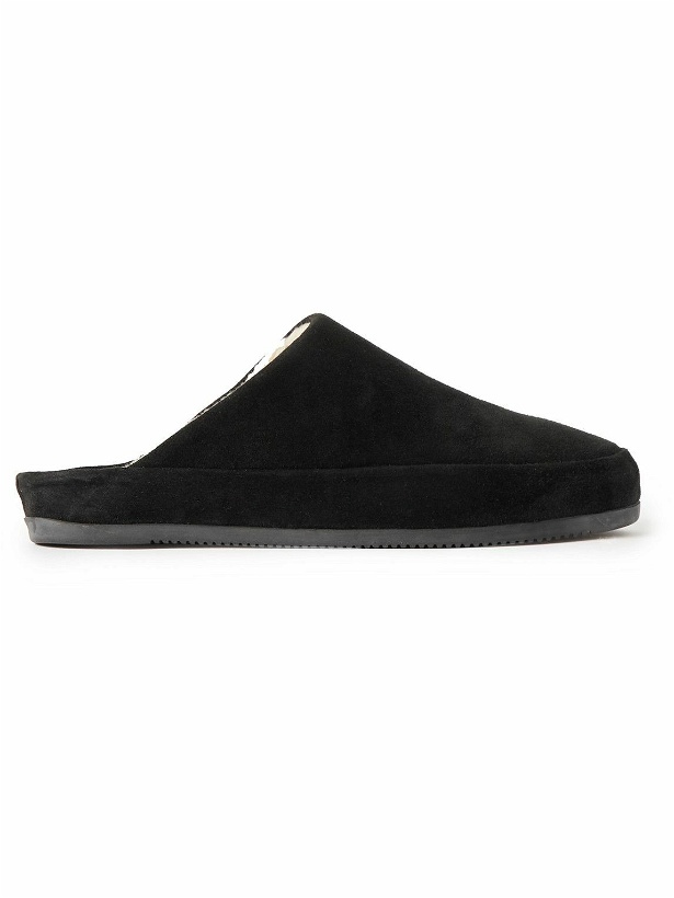 Photo: Mulo - Shearling-Lined Suede Slippers - Black