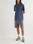 Carhartt WIP - Chase Straight-Leg Logo-Embroidered Cotton-Blend Jersey Shorts - Purple